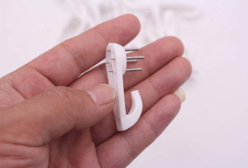 SYBL 20PCS White Powerful Concrete Hard Wall Drywall Picture Hangers - Non-Trace Hanging Hooks Traceless Nail Plastic Wall Hooks for Picture Photo Frame Clock Hangers (4cm/1.57" Length) - Image 3